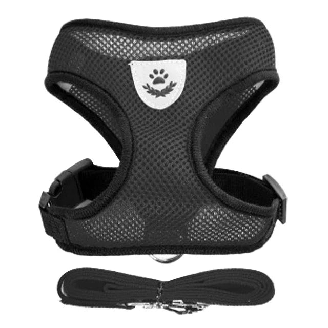 Cat And Small Dog Harness Vest With Leash Polyester Mesh
