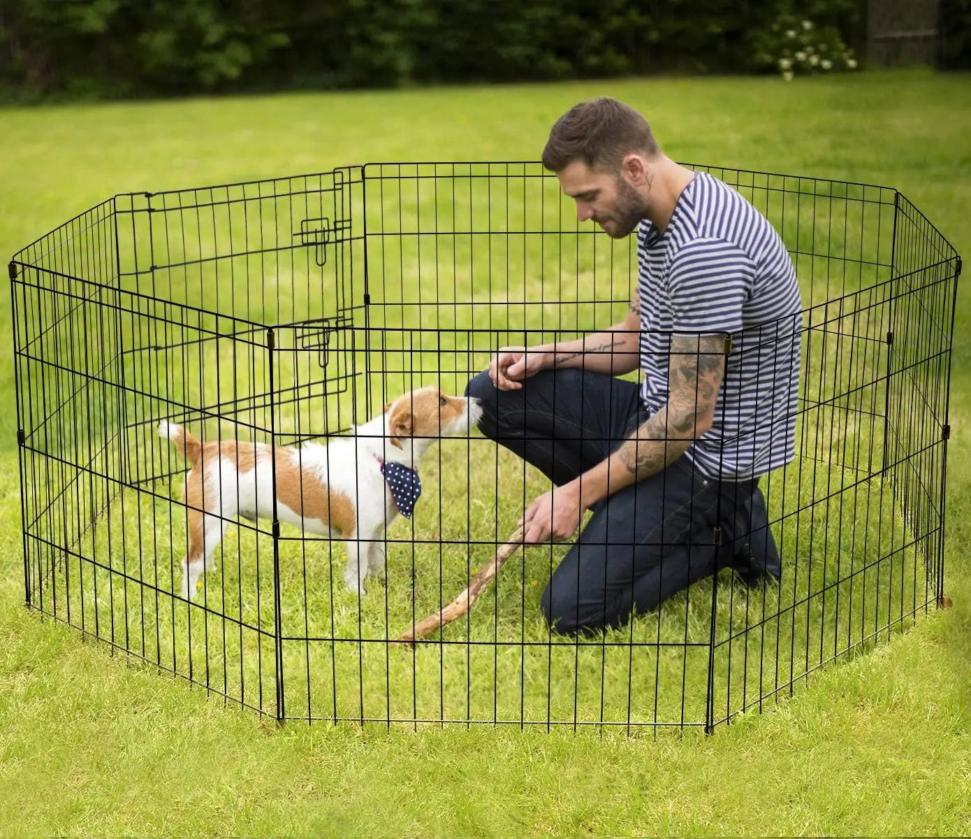 Foldable 8-Panel Pet Playpen for Dogs and Small Animals