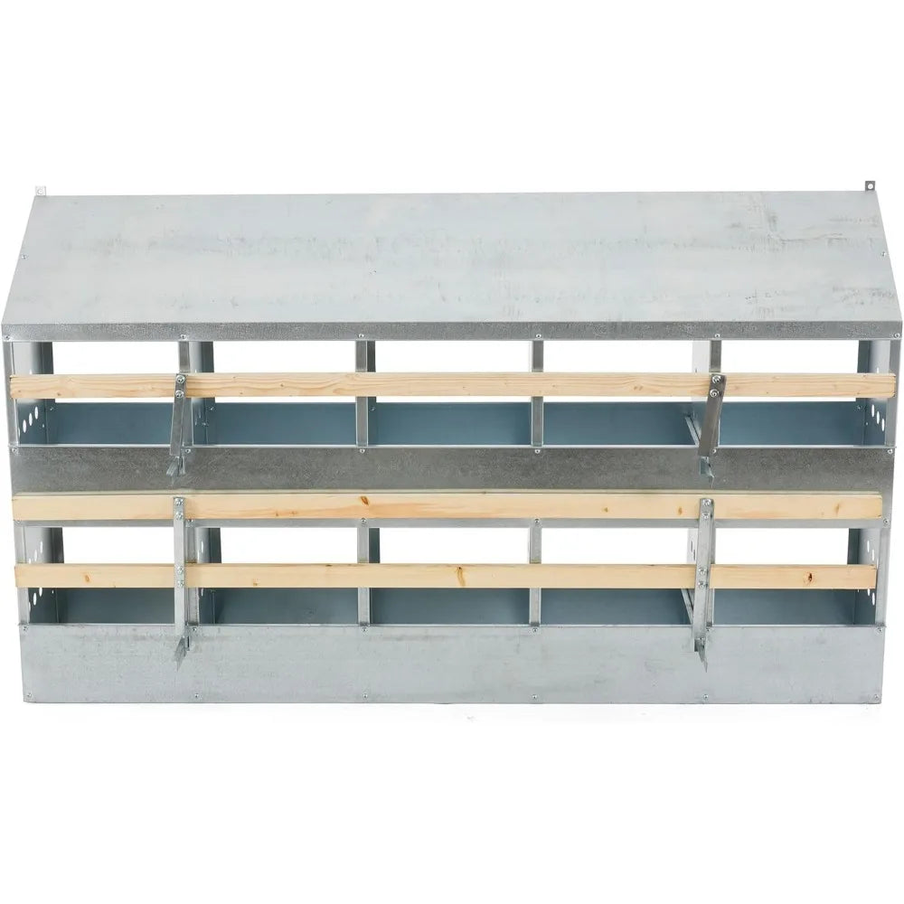 Brower 2-Tier 10-Hole Galvanized Chicken Nesting Box For Outdoor Poultry