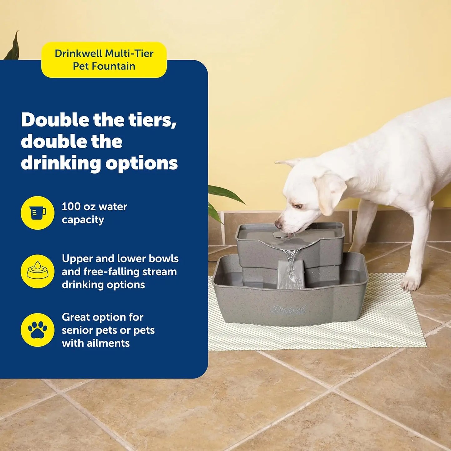 Multi-Tier Pet Fountain For Cats And Dogs With Filtration
