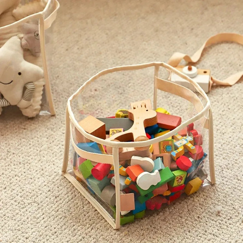 Transparent Large Toy Storage Basket For Kids Household Organizer