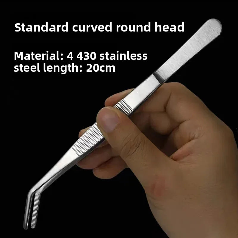 Stainless Steel Bent Tip Tweezers For Crafts And Reptile Handling