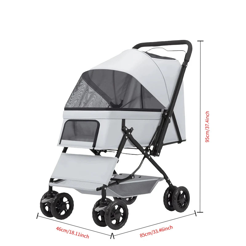 Premium Pet Stroller For Dogs And Cats With Large Space Portable Travel
