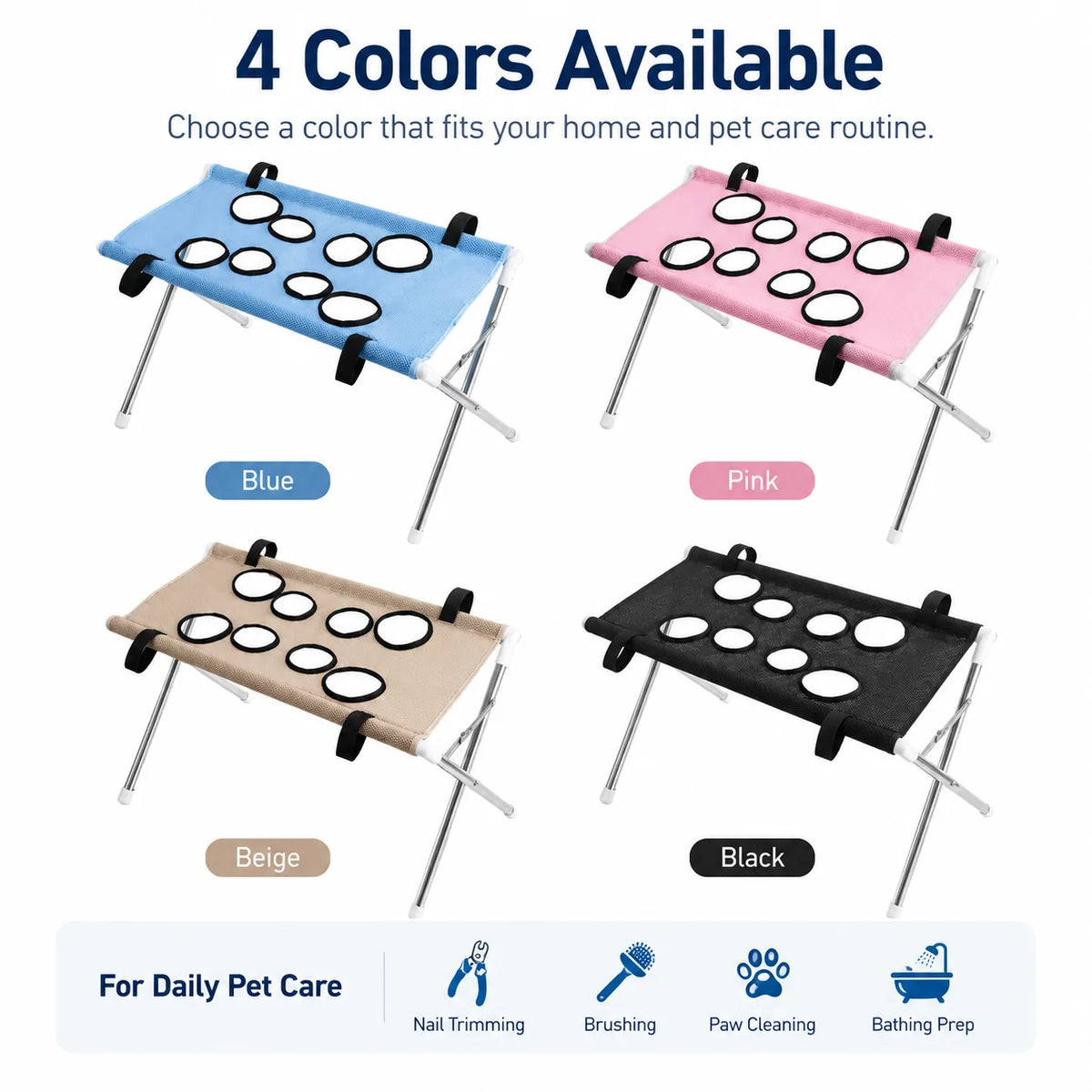 Foldable Pet Grooming Table With Breathable Mesh Platform