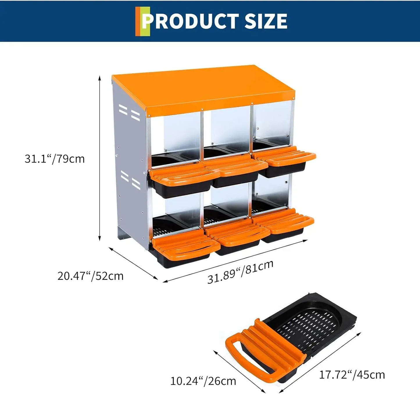 TWISTER.CK Chicken Nesting Box Roll Away Design With Metal Legs