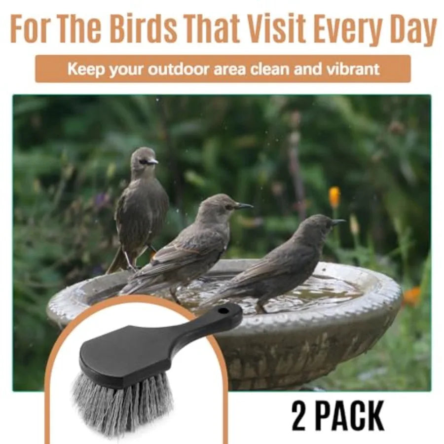 Durable Stiff Bristle Bird Bath Cleaning Brush With Plastic Handle