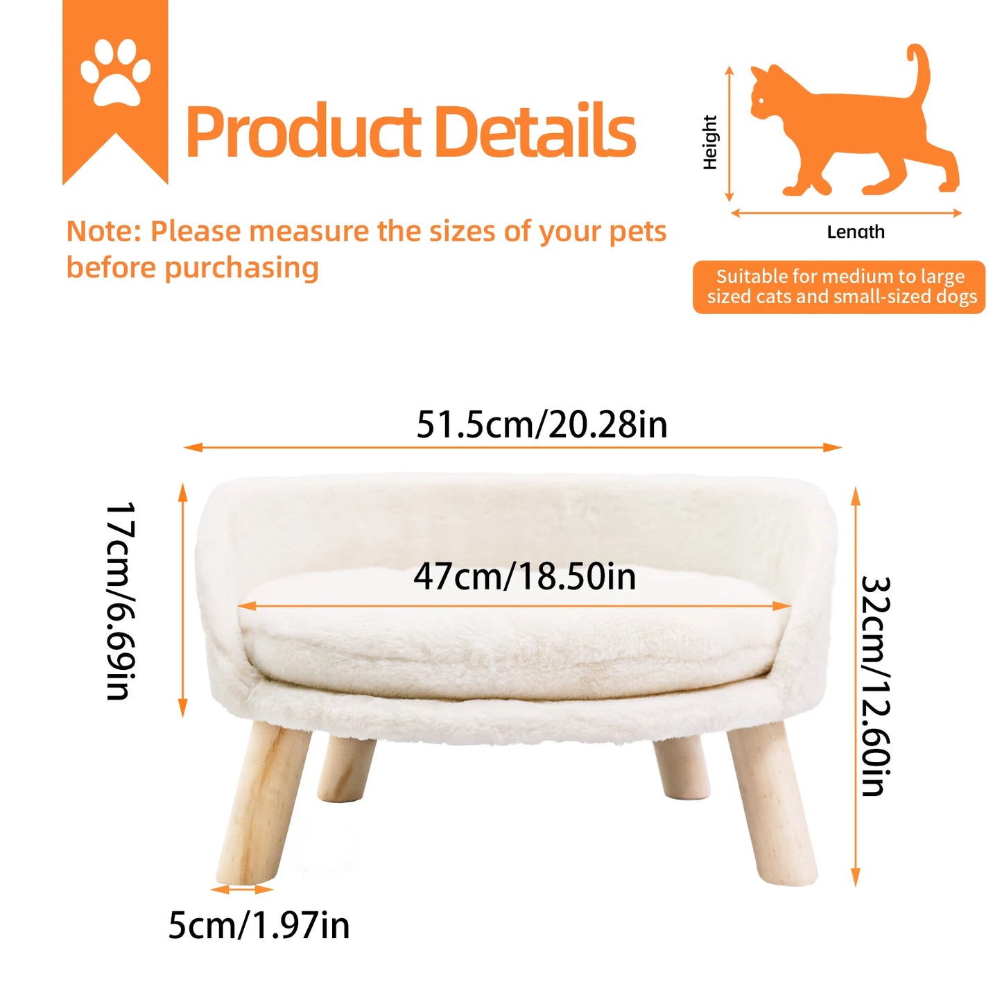 BORWART Ultra Soft Elevated Dog Cat Sofa Bed