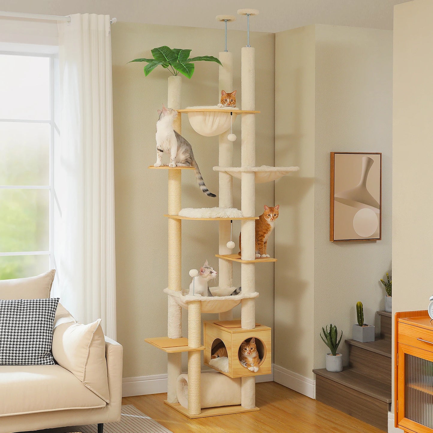PAWZ Road Height Adjustable Cat Tree With Hammock For Indoor
