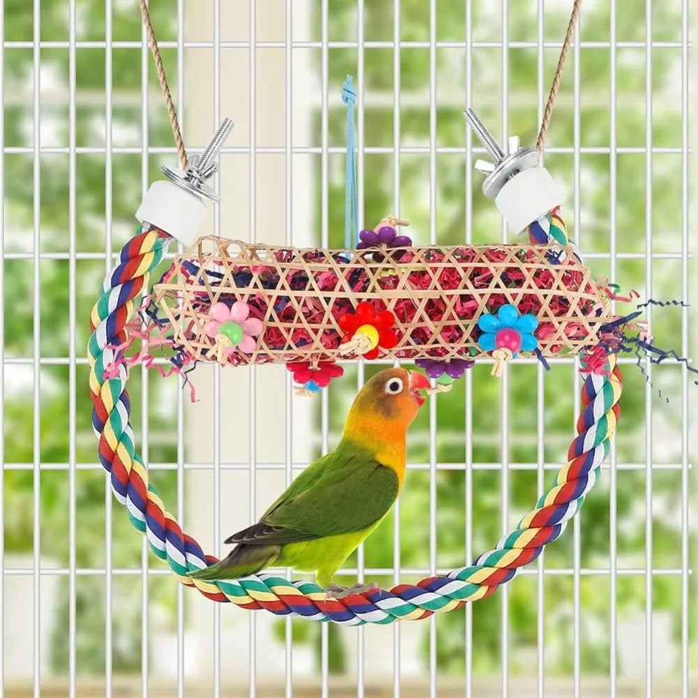 Bird Chew Toys Pack For Parrots Cage Hanging Paper Balls
