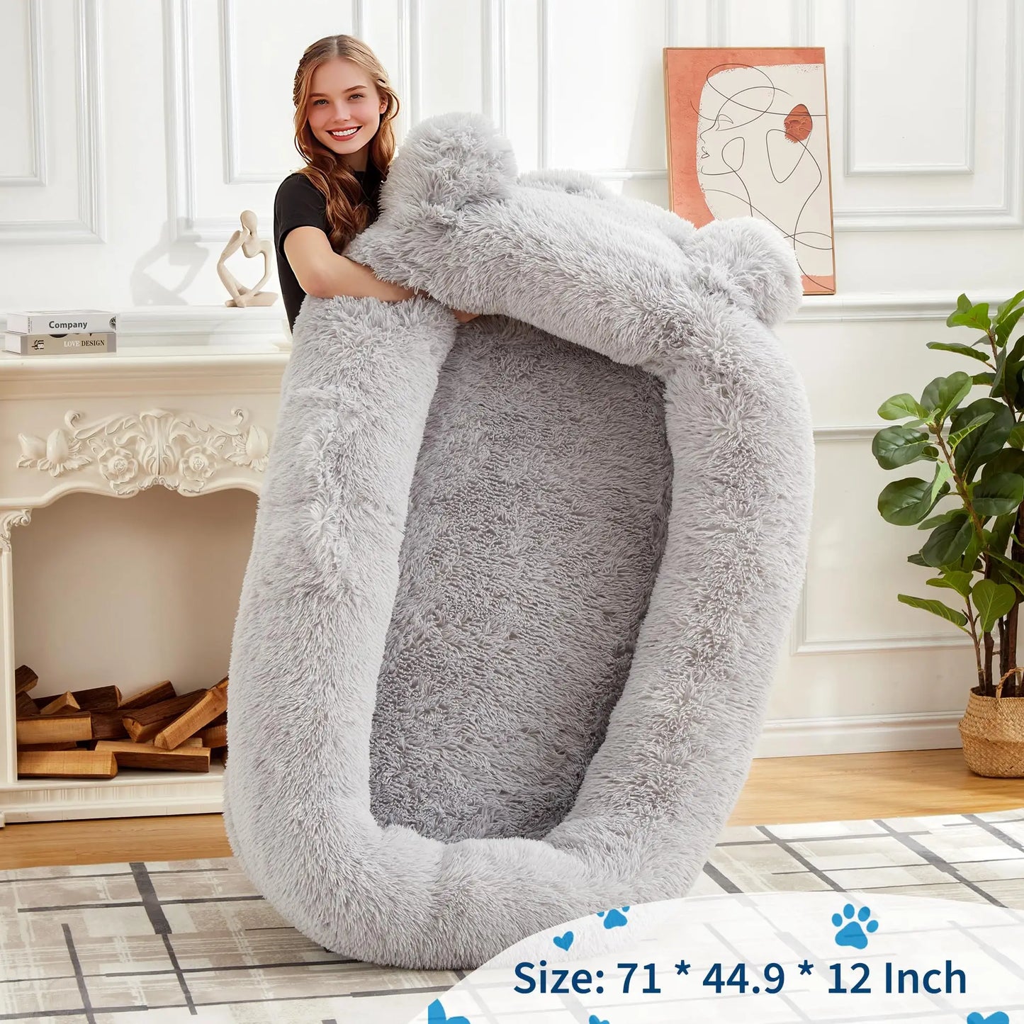 HiMISSCN Dog Bed For Adults With Removable Washable Cover Blanket