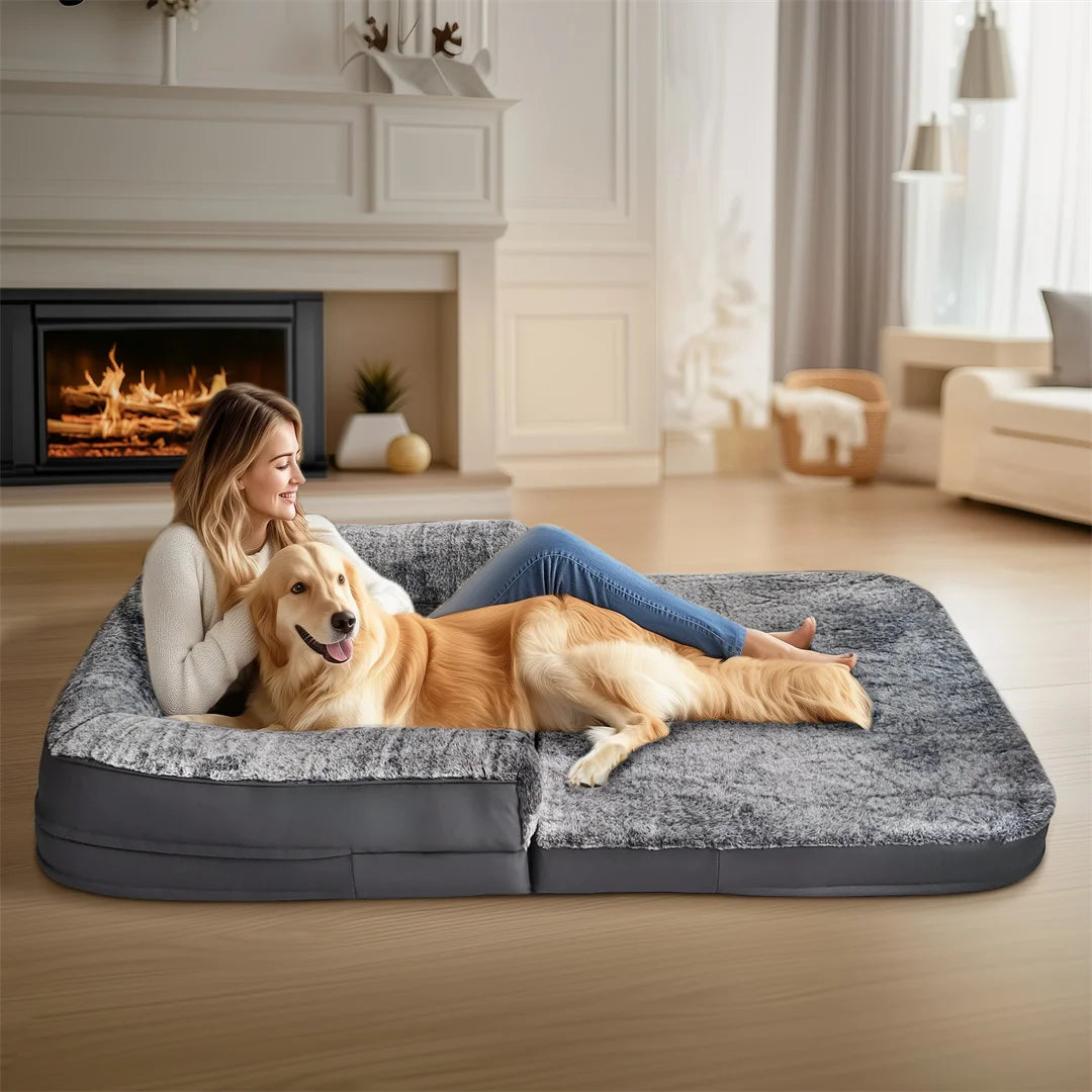 Bingopaw Orthopedic Dog Bed With Plush Cover And Foldable Base