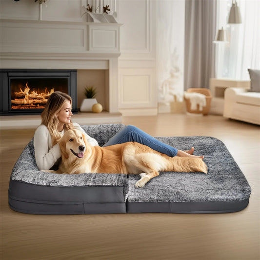 Bingopaw Orthopedic Dog Bed With Plush Cover And Foldable Base