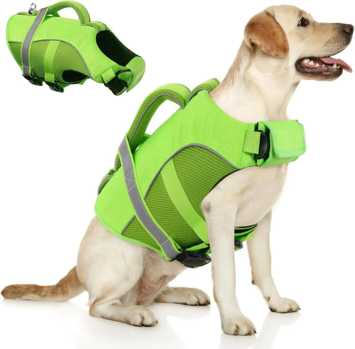 Mesh Dog Life Jacket With Rescue Handle And Reflective Trim
