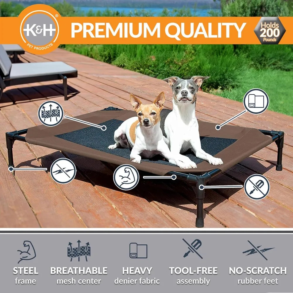 Outdoor Elevated Dog Cot Breathable Cooling Bed Washable Mesh Cover