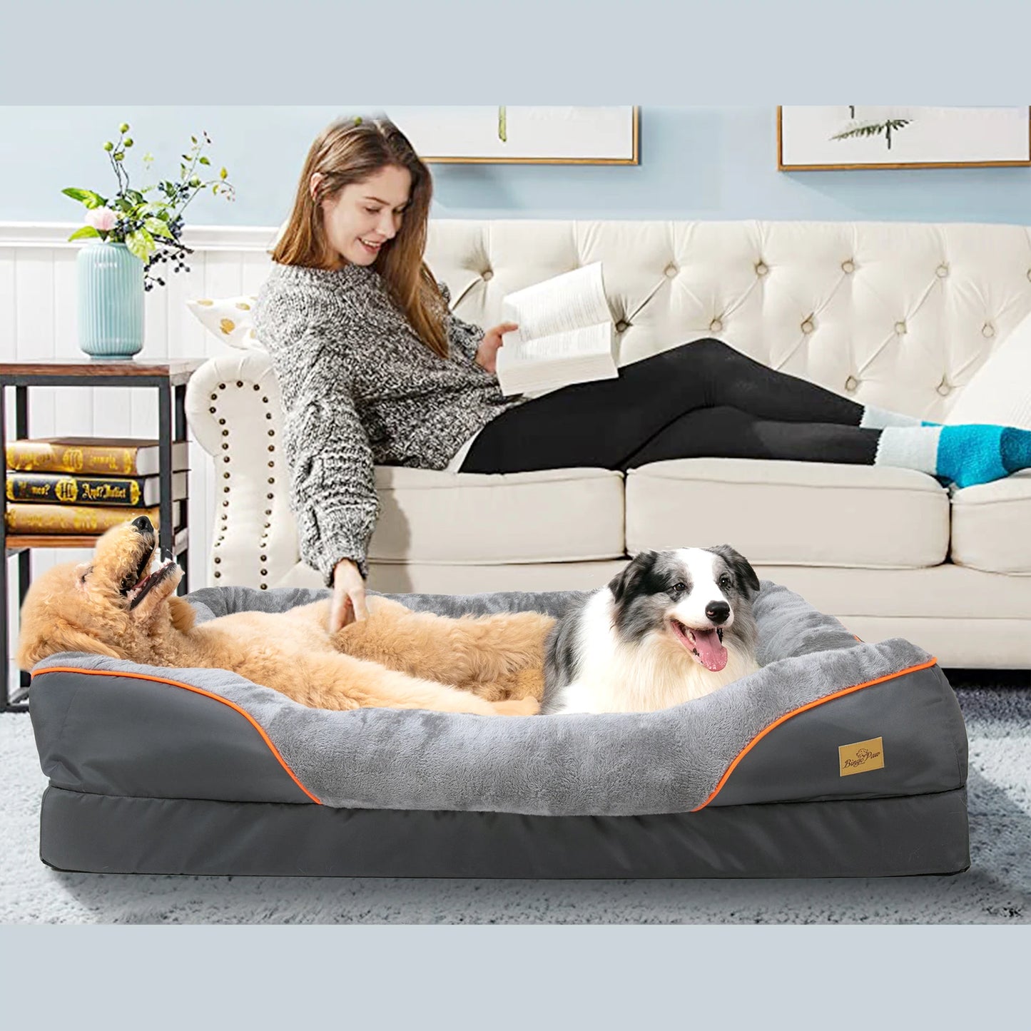 BINGOPAW Large Dog Bed Warm Fleece Anti Allergy Removable Cover