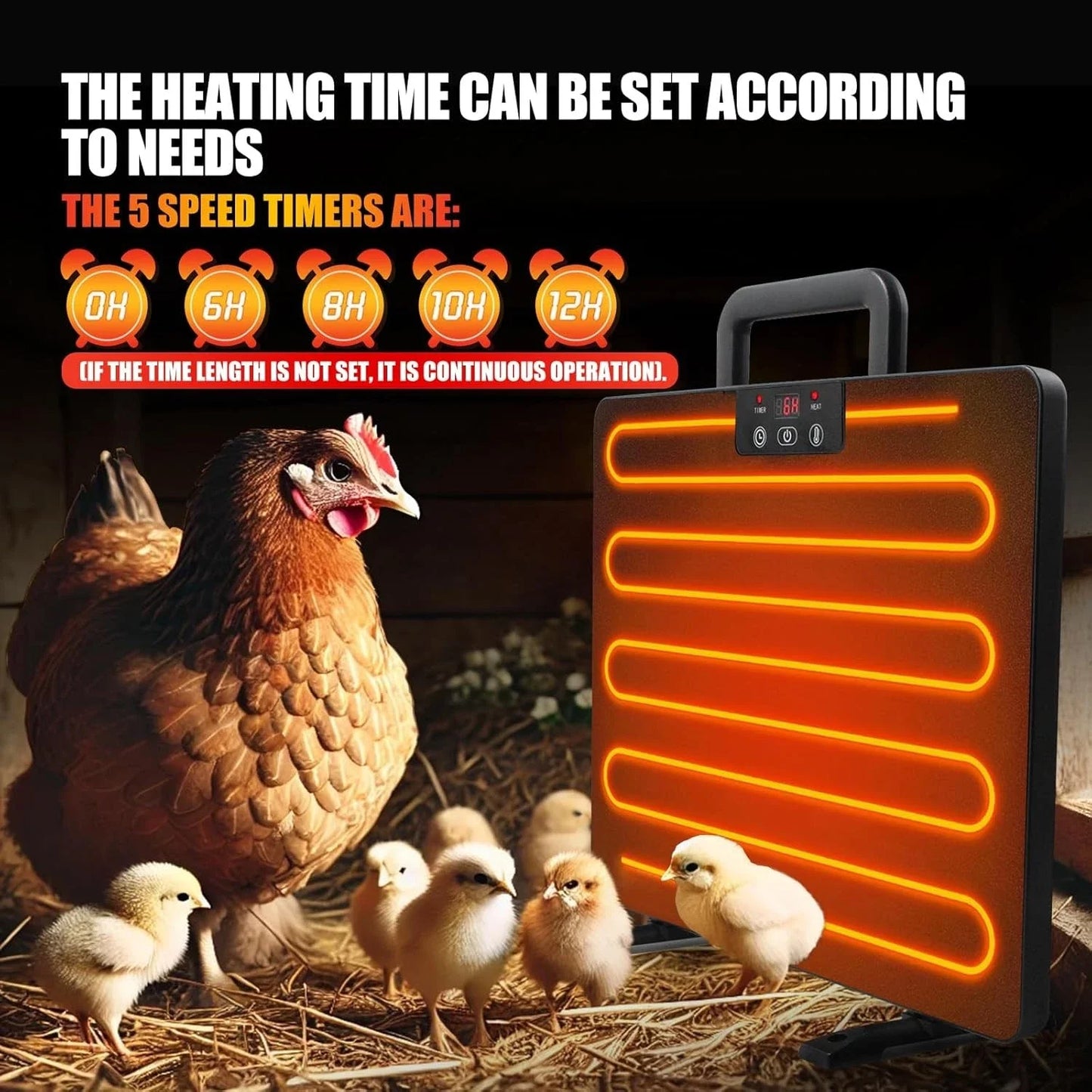 Universal Chicken Coop Heater Thermostatic Panel Adjustable Temperature