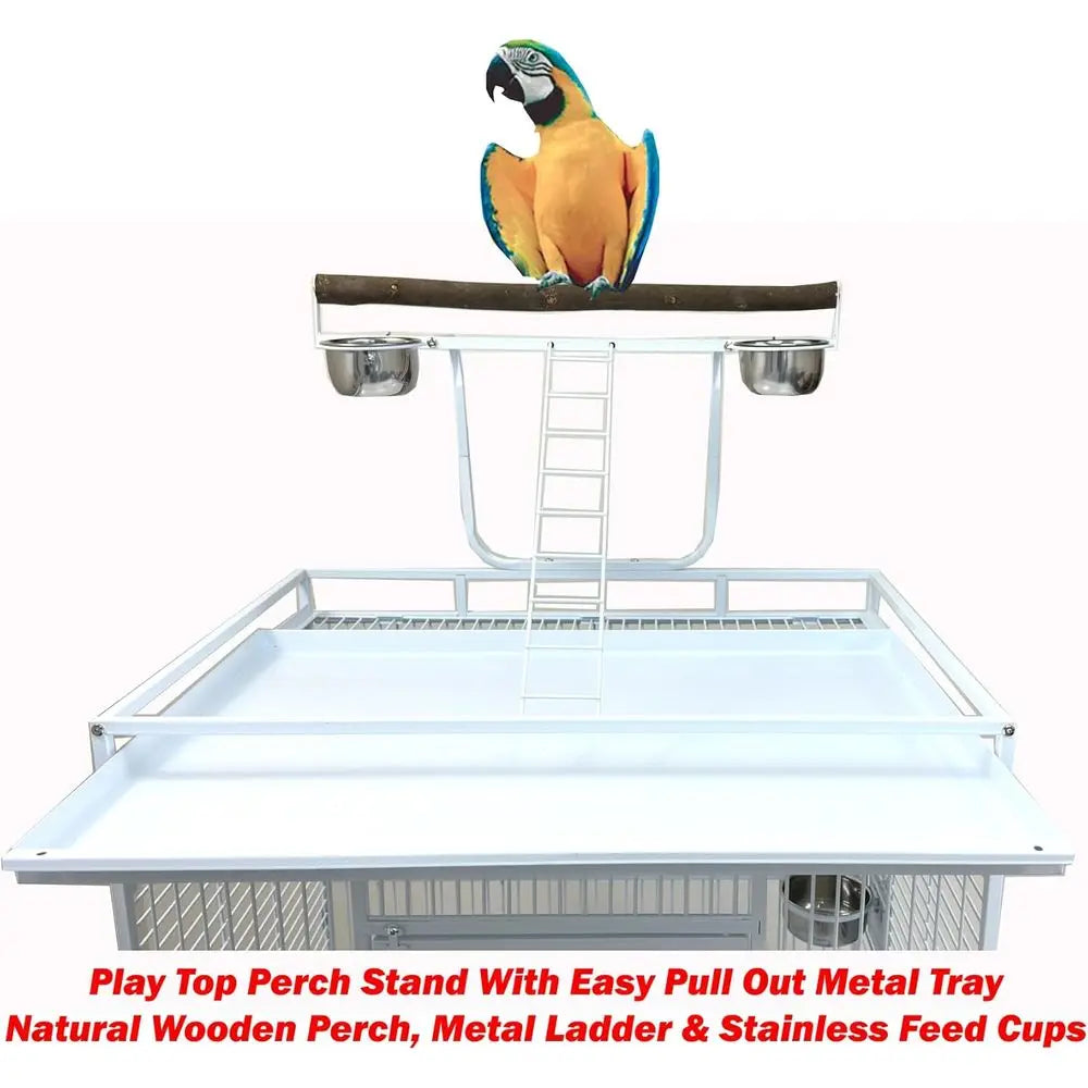 NONEM Parrot Cage With Perch Stand Ladders Play Top Cage