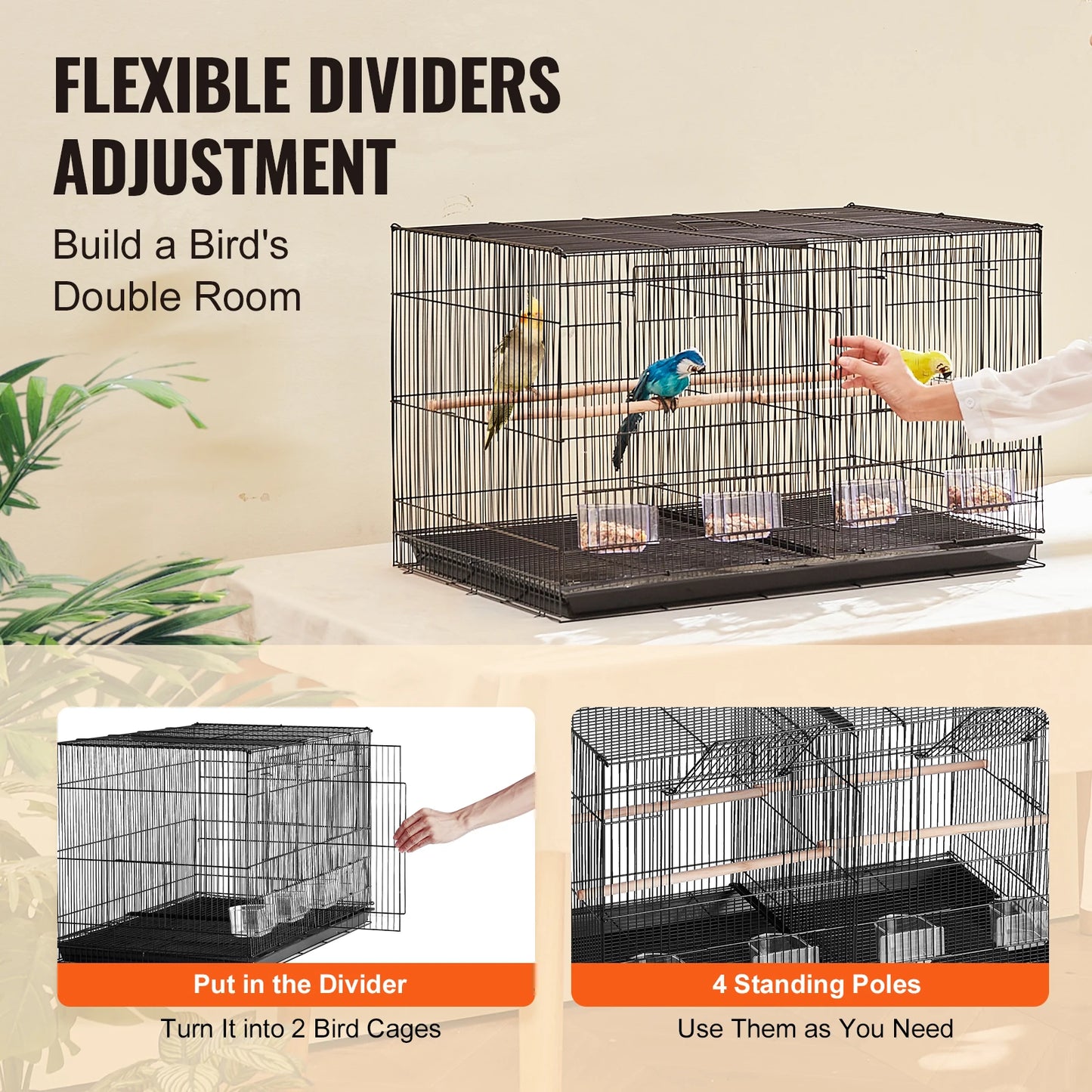 SucceBuy Flight Bird Cage With Divider For Small Birds
