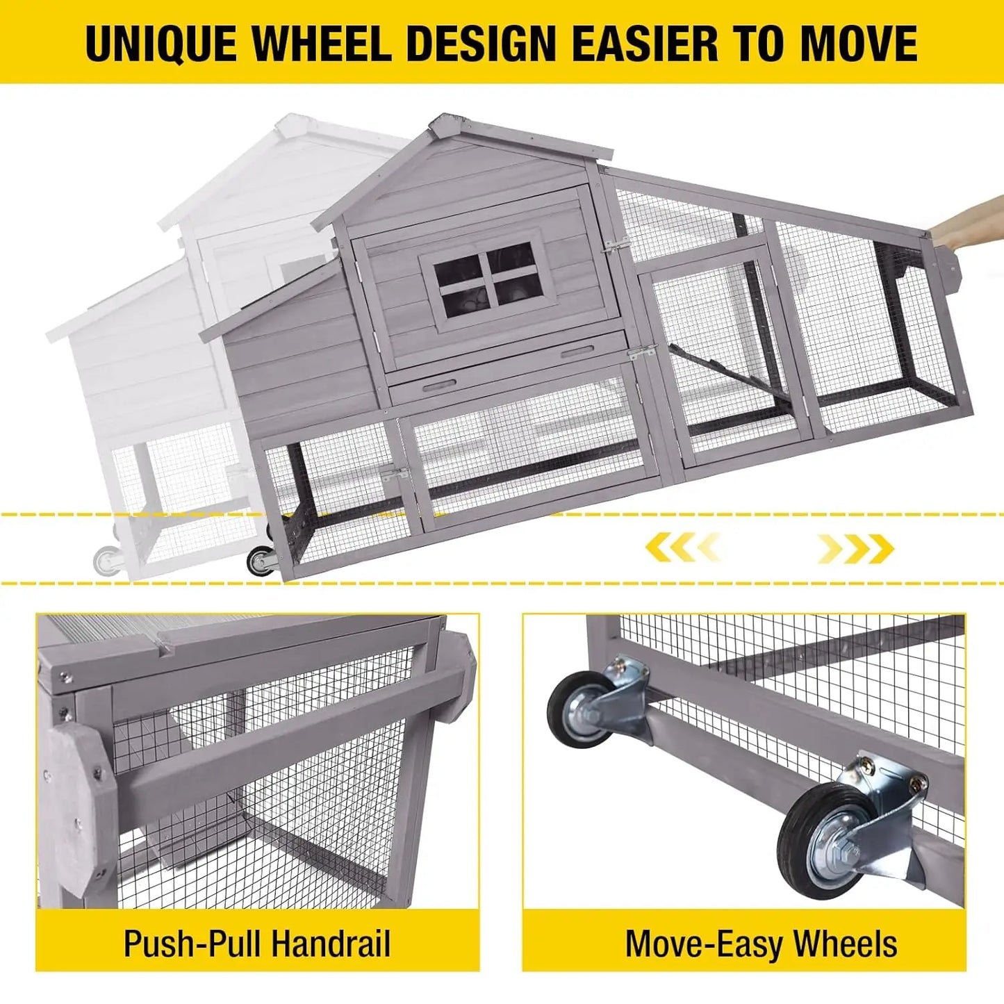 Mobile Chicken Coop With Wheels For Outdoor Poultry House