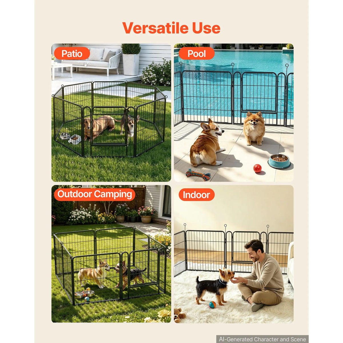 Heavy Duty Foldable Metal Dog Exercise Pen With Secure Door