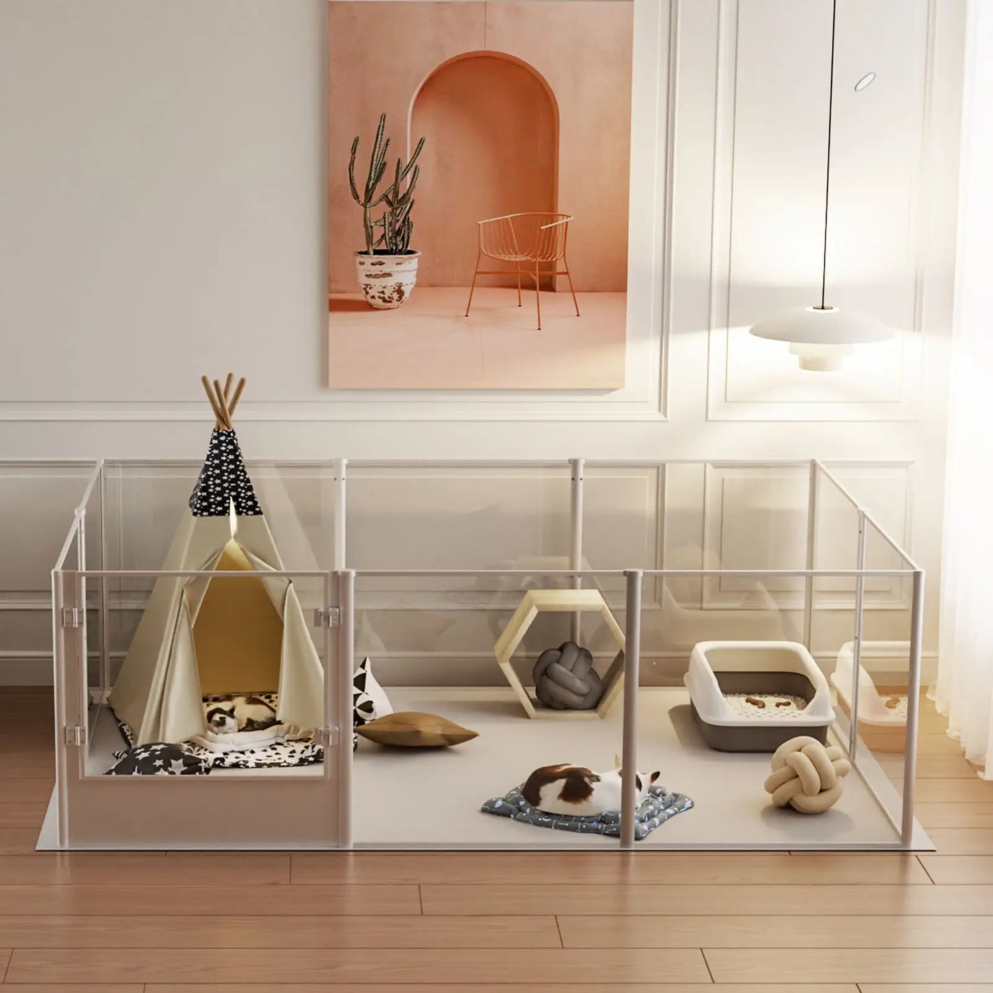 BINGOPAW Acrylic Whelping Pen for Small Pets Indoor Safe Enclosure