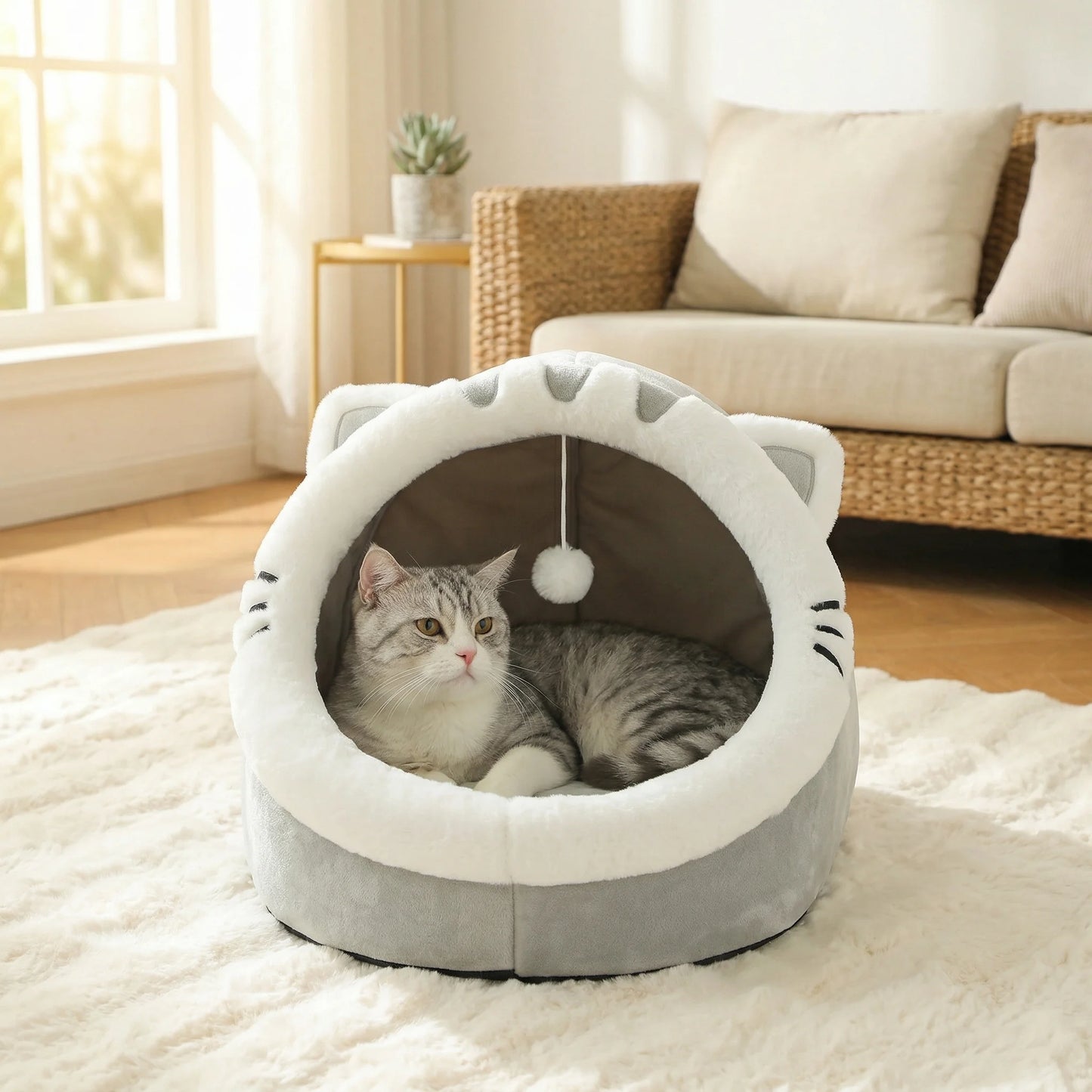 Cozy Cat House Bed With Warm Nest Tent For Pets And Cats