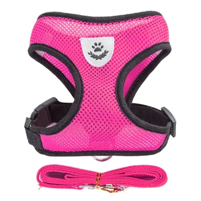 Cat And Small Dog Harness Vest With Leash Polyester Mesh