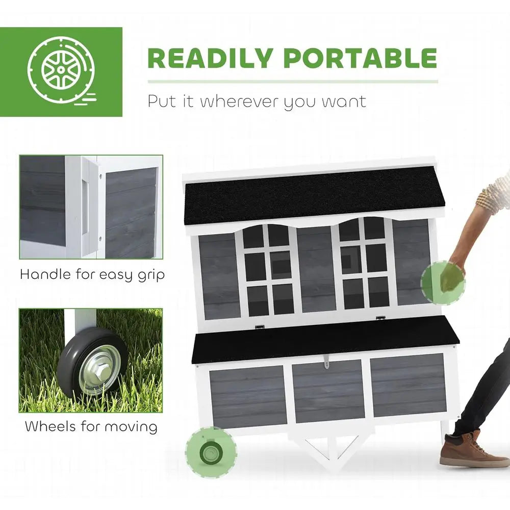 Portable Chicken Coop For 2 To 4 Hens With Nesting Box, Windows, And Perches