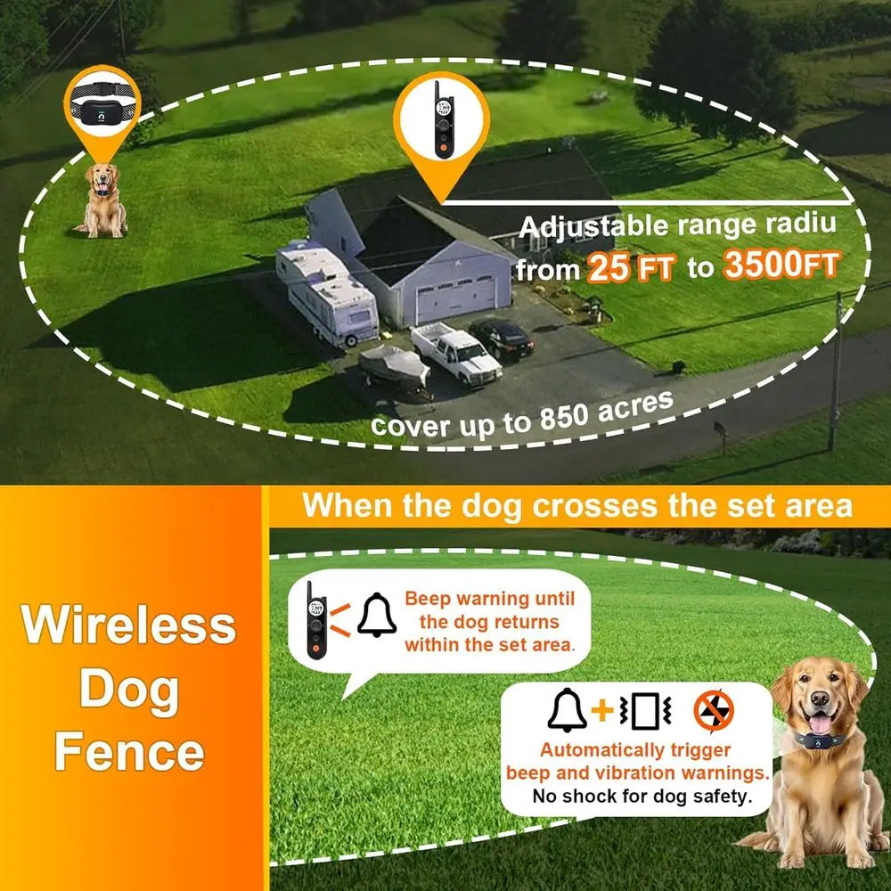 Expandable Wireless Dog Fence for 2 Pets