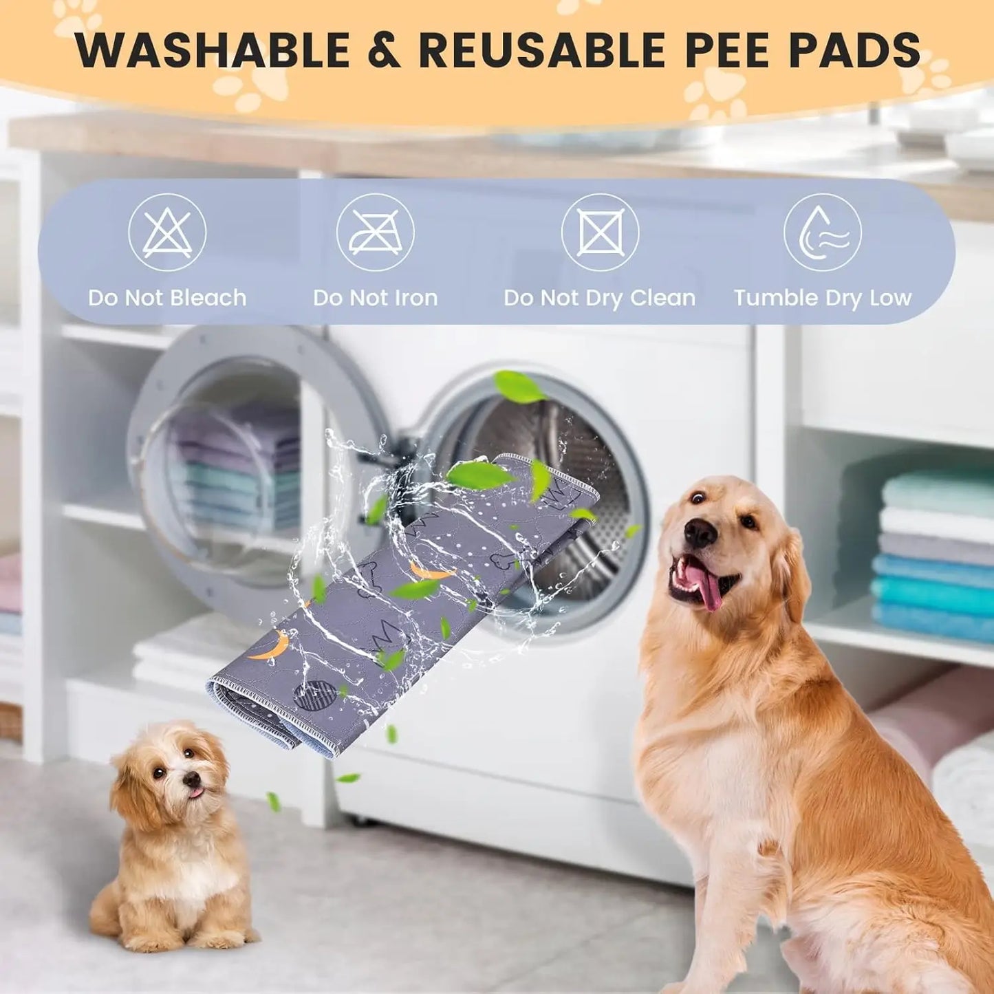 Reusable Washable Dog Pee Pads 2 Pack Waterproof Mats