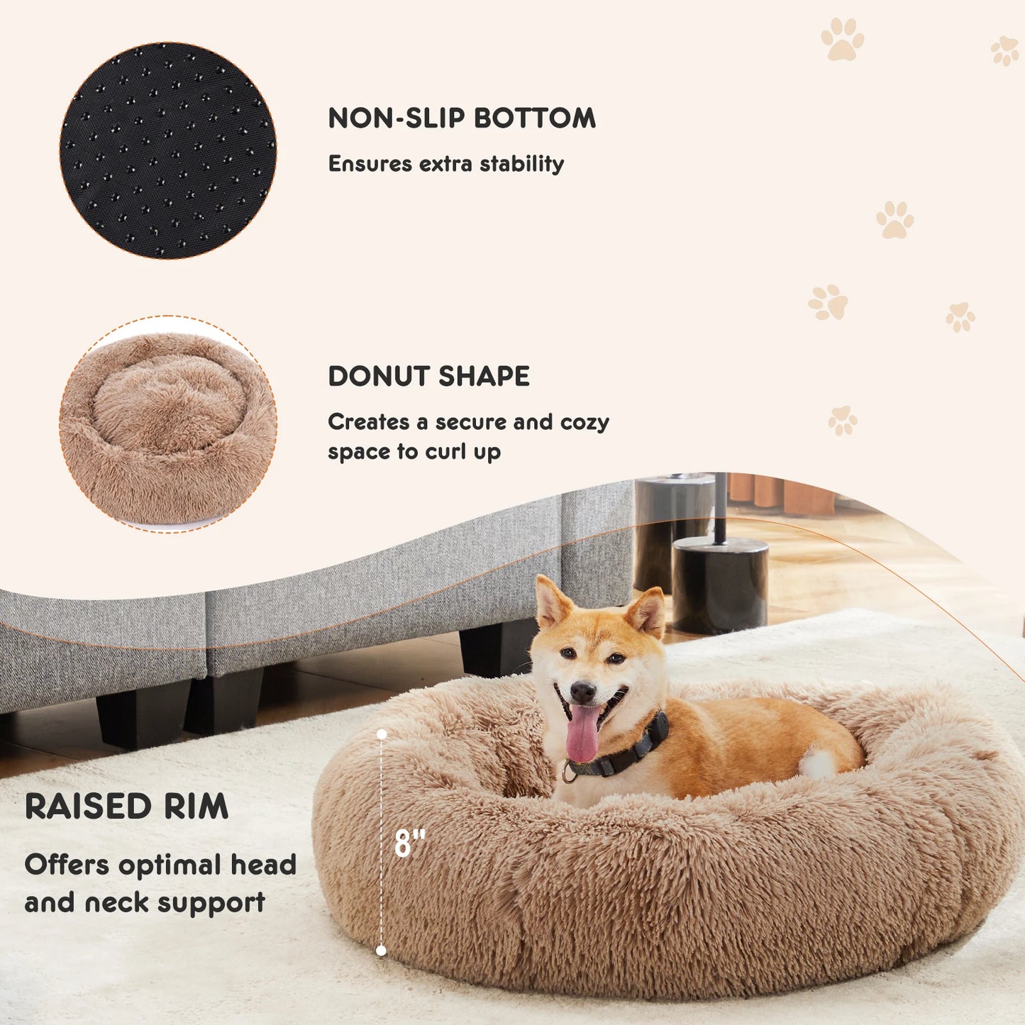 JHK Calming Dog Bed for Medium and Large Dogs Premium