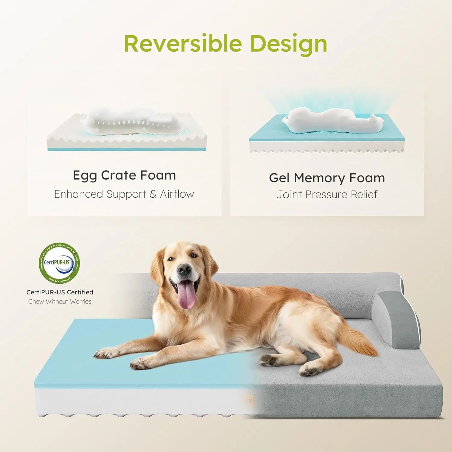 Orthopedic Cooling Memory Foam Dog Bed With Waterproof Cover