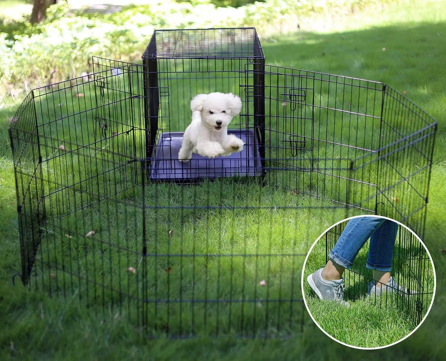 Foldable 8-Panel Pet Playpen for Dogs and Small Animals
