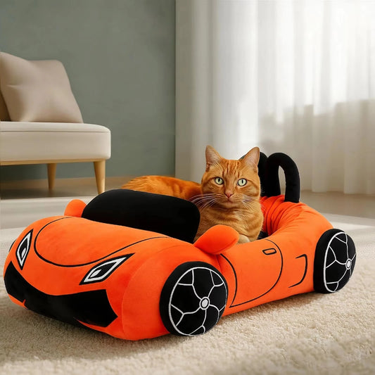 CWV Supercar Cat Bed Soft Coral Fleece Washable With Pillow