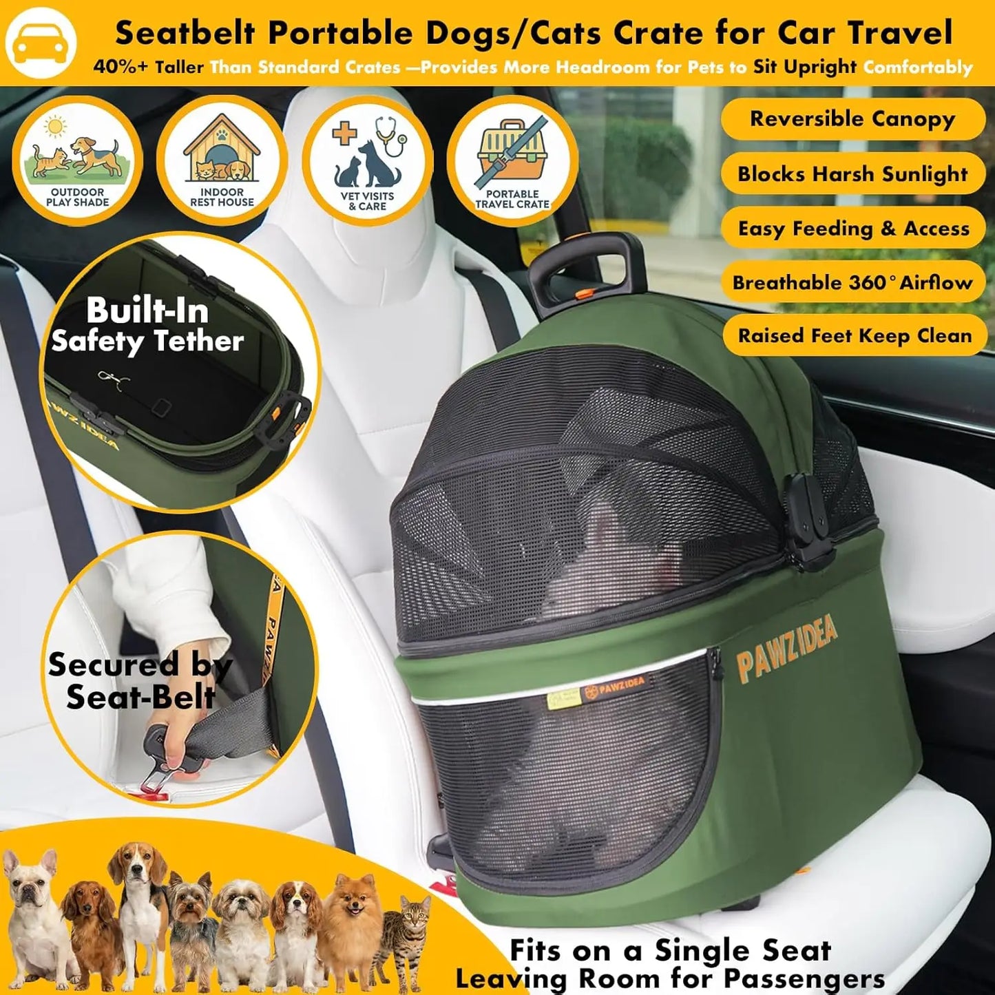 Double Pet Stroller With Detachable Carriers For Cats And Dogs