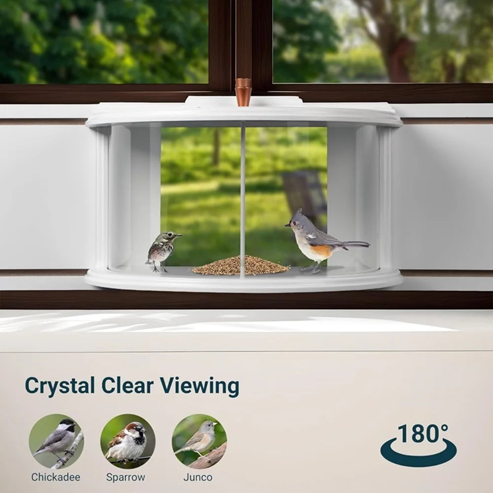 Window Bird Feeder With Recessed Design 180 Degree Clear View Tray