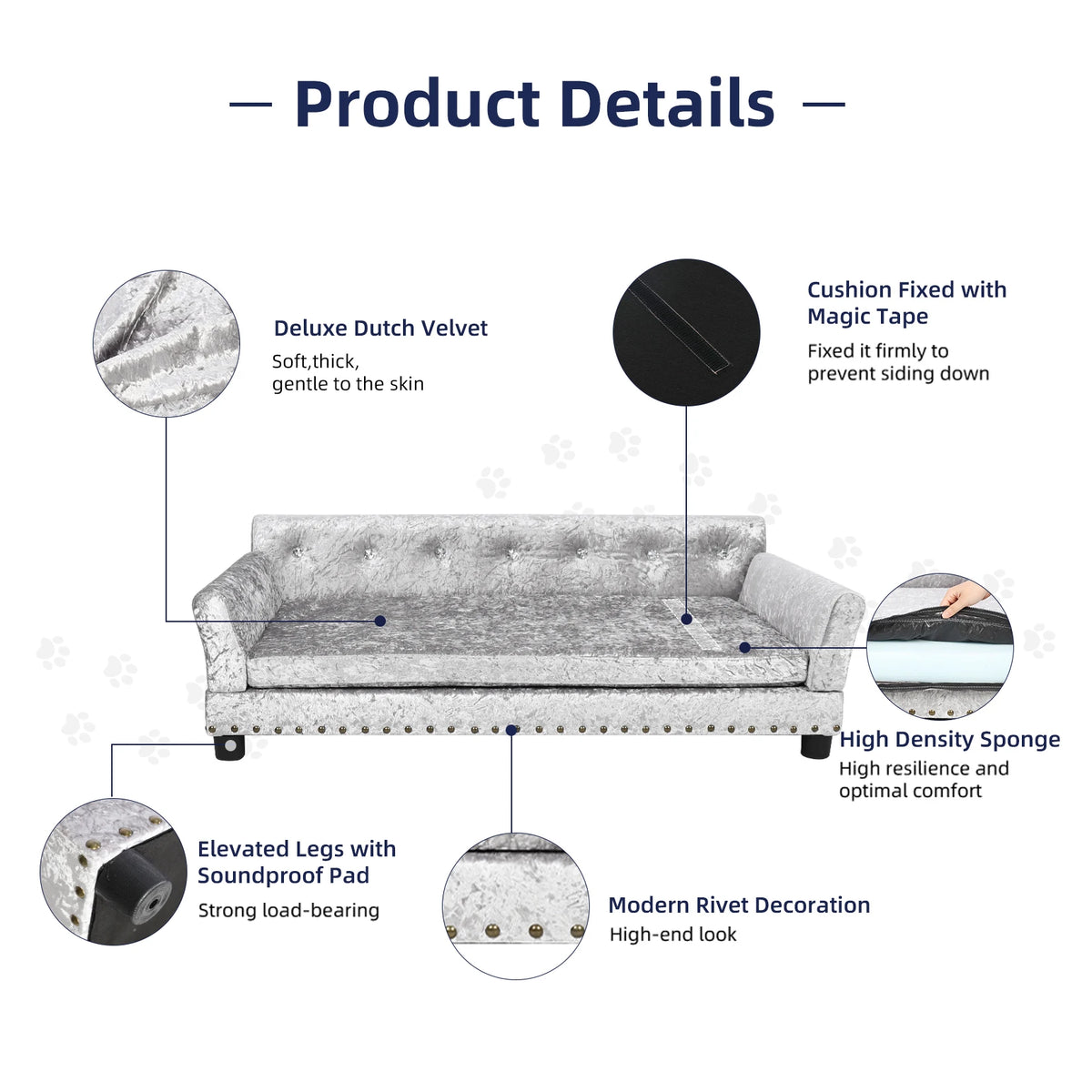 BINGOPAW Elevated Dog Sofa With Comfortable Velvet Cushion