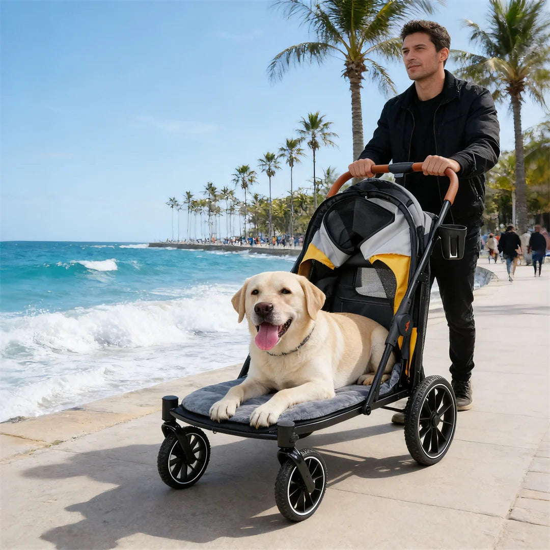 Portable Dog Stroller For Large Dogs With One Click Folding