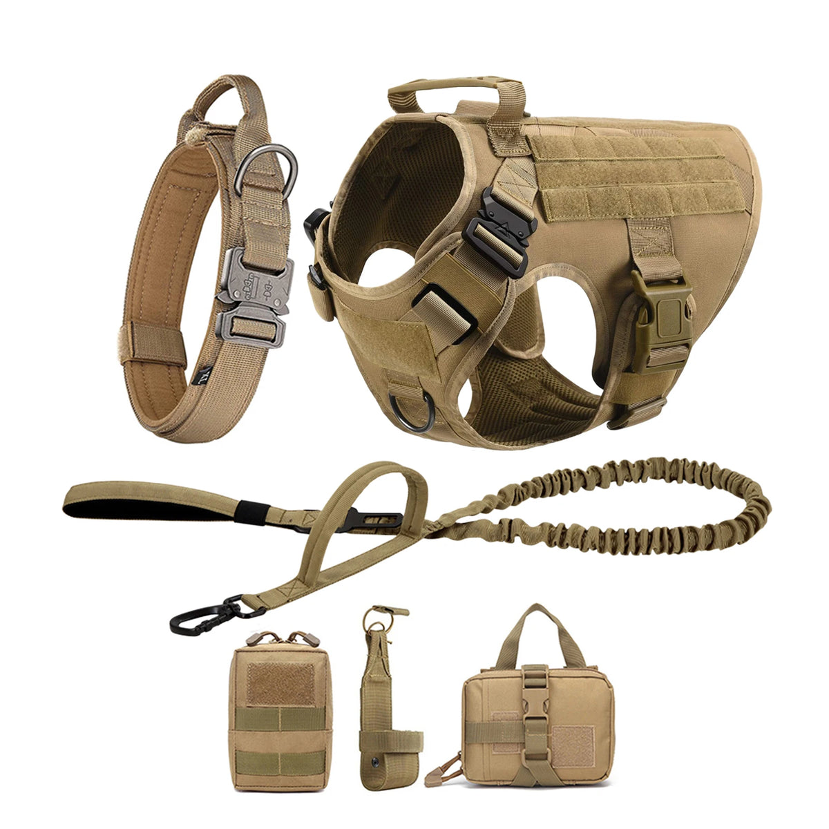 Adjustable Padded Nylon Tactical Dog Harness With Quick Release Buckle