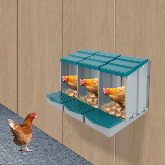 Three-Compartment Chicken Nesting Box With Egg Collection