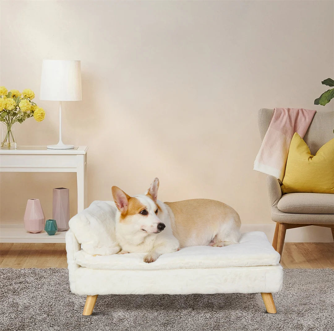 BINGOPAW L-Shape Pet Sofa Bed With Wooden Legs For Pets