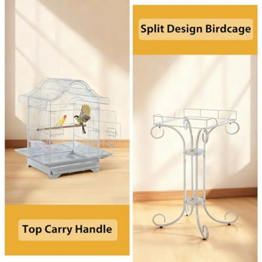 Decorative Metal Bird Cage With Stand For Parrots And Budgies