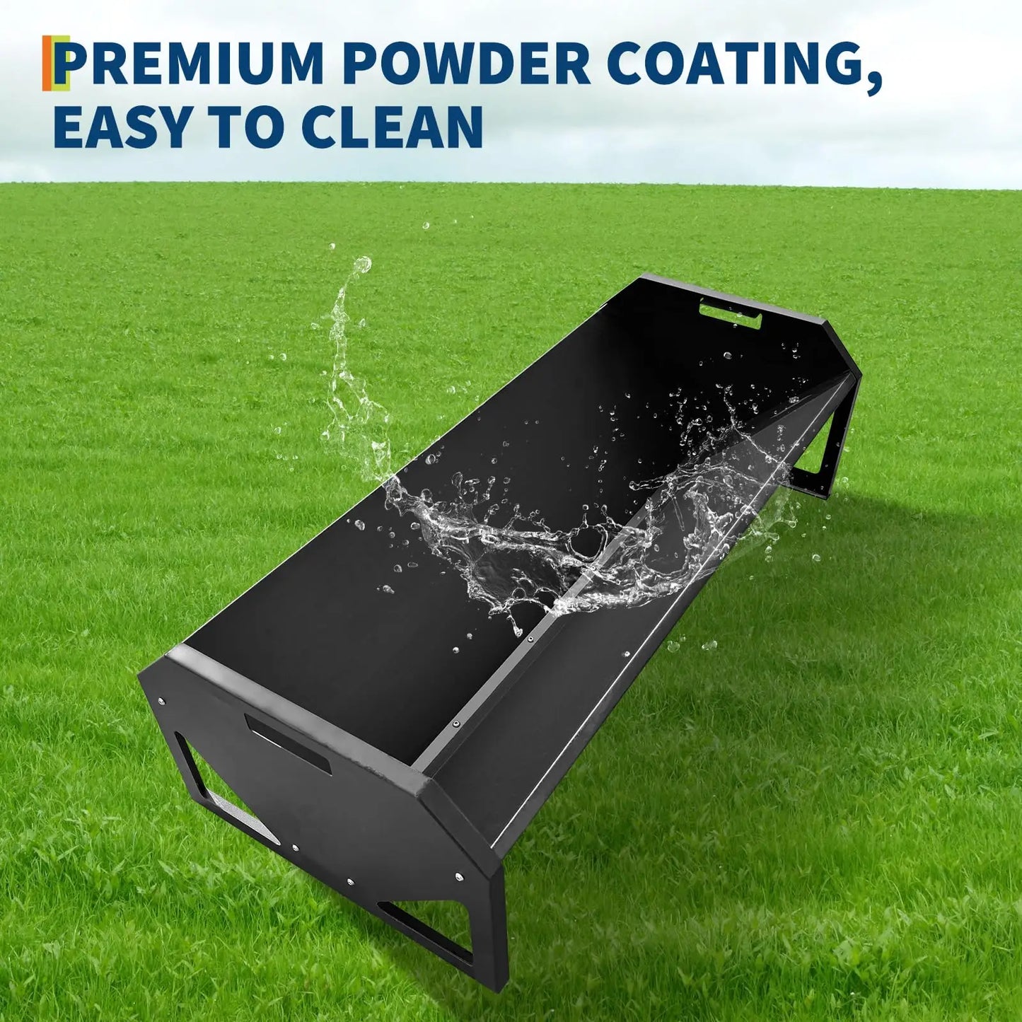 HiMISS Farm Animals Galvanized Steel Rustproof Livestock Feeder Hay Trough