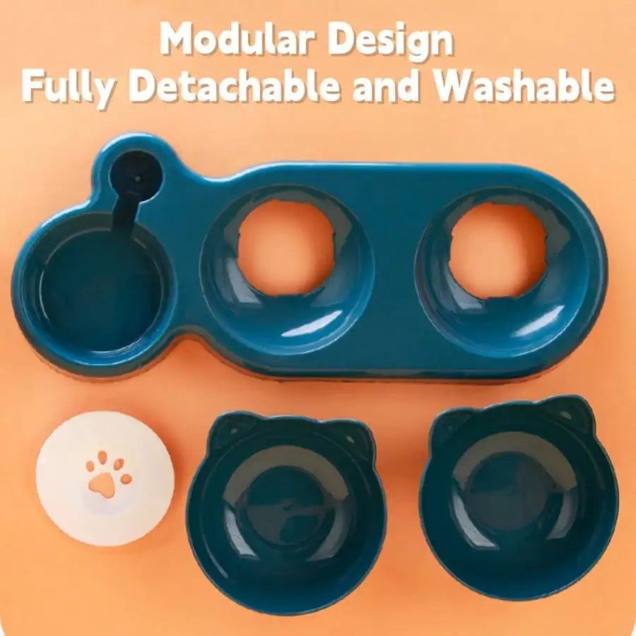 Triple Cat Bowls For Mealtime And Water Three In One