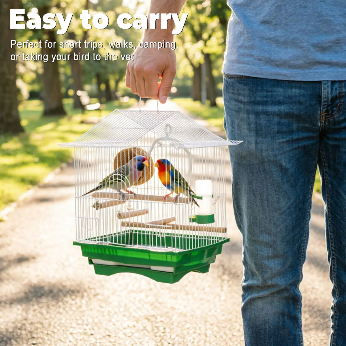 Metal Bird Travel Cage With Perch And Removable Cleaning Tray