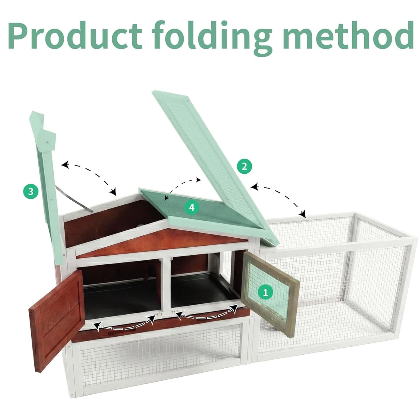 HiMISSFarm Outdoor Rabbit Hutch 2 Tier Wooden Cage With Ramp Tray