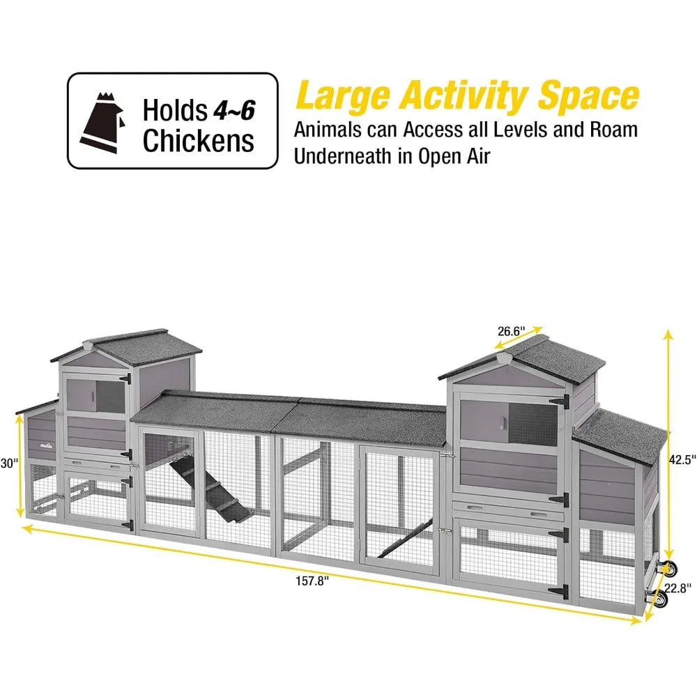 Mobile Chicken Coop With Wheels And Nesting Box Run