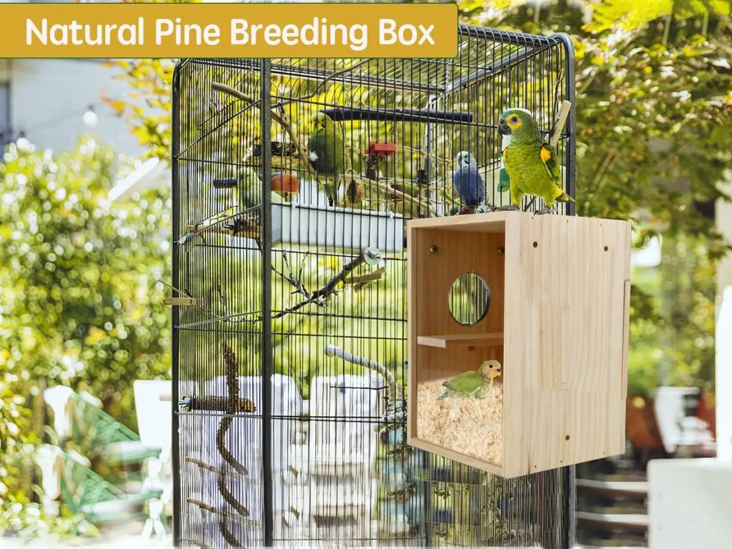 NONECN Wooden Acrylic Bird Nest Box For Parrots Finches