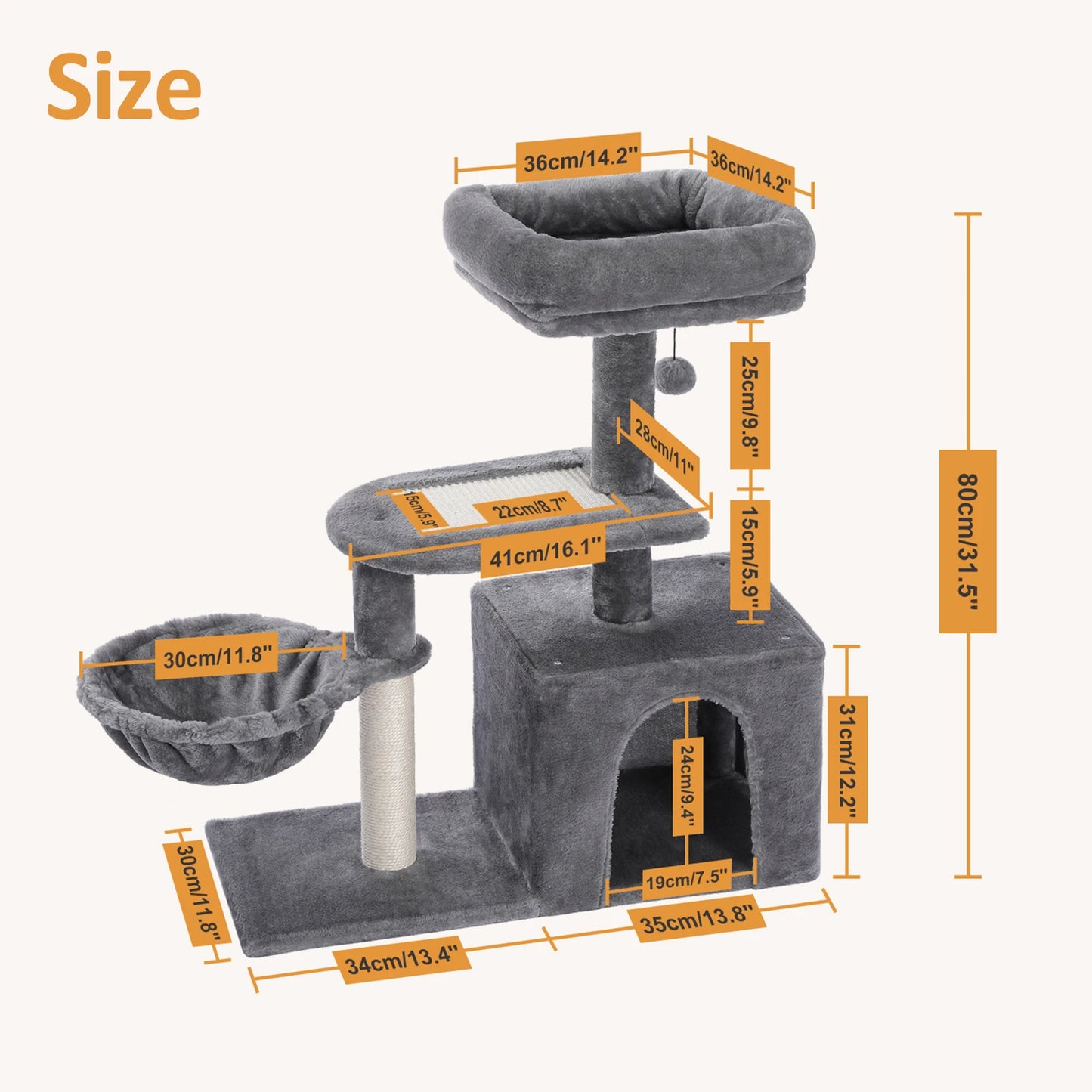 PAWZ Road Cat Tree Tower for Cats with Scratching Posts