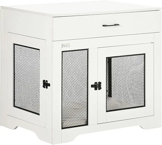 Dog Crate End Table With Cushioned Drawer
